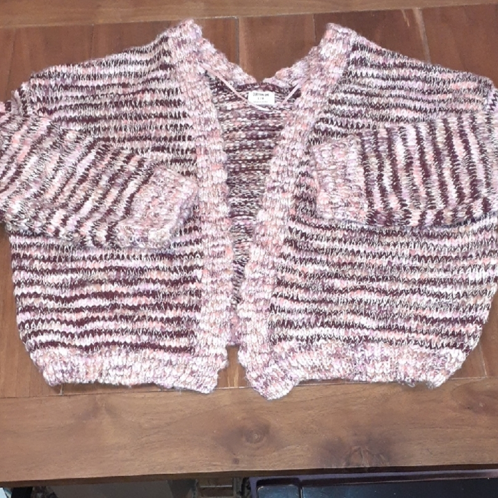 Cotton On Pink and Brown Striped Cardigan, Size Large, Open Front, NWOT.